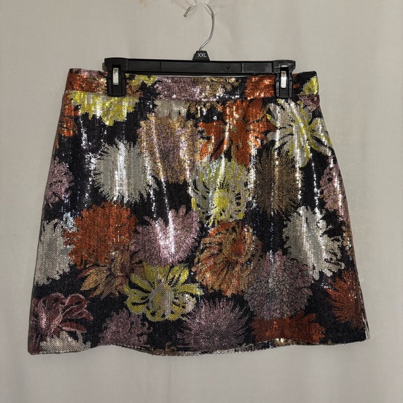 Zara Dresses & Skirts - ZARA Basic size L Floral Sequin Multicolor Lined Mini Skirt